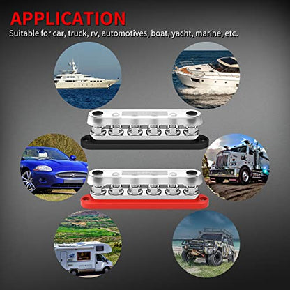 300A Bus Bar 12V Marine 12V Power Distribution Block with Cover 6 x 3 (2 Count)
