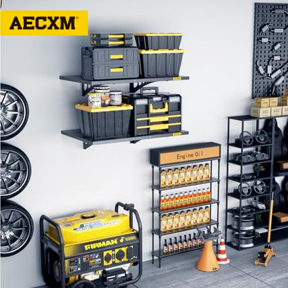 2 Pack 1.64x4ft Adjustable Garage Wall Shelving 560lbs Load Capacity Heavy Duty Wall Mounted Storage Shelf Metal Floating Shelves for Garage (2 Count)
