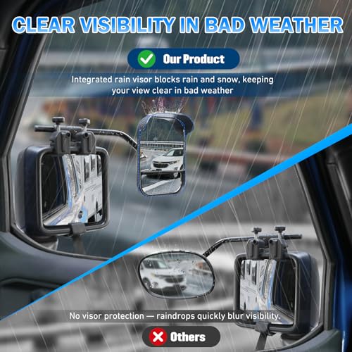 Dual View Mirror Extenders for Towing with Rain Visor (2 Count)