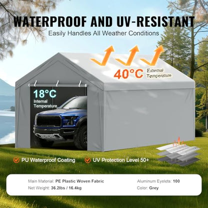 Carport Replacement Canopy Cover Top + Side Wall 13 x 20 ft