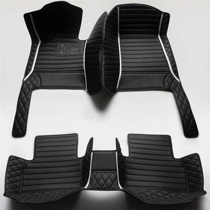 Custom Car Floor Mat Compatible with BMW Mercedes-Benz Toyota Cadillac Lexus Honda Infiniti Nissan Hyundai Kia Audi All Models Cars Sedans SUVs Automotive Mats (Black and White bar)