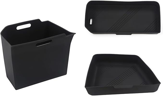GGCLIMAX Car Organizer Rear Trunk Side Storage Box Compatible with Tesla Model X 2022-2023 Silicone Trunk Organizer Bins Black/Gray 3 Positions: Left Upper/Right/Left Under(3pcs set Black)