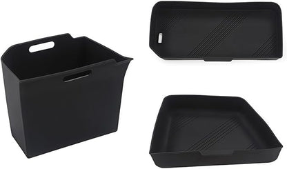 GGCLIMAX Car Organizer Rear Trunk Side Storage Box Compatible with Tesla Model X 2022-2023 Silicone Trunk Organizer Bins Black/Gray 3 Positions: Left Upper/Right/Left Under(3pcs set Black)