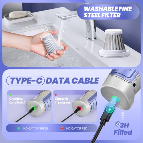 Handheld Car Vacuum Portable Cordless 15000Pa Blue