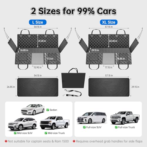 RYNVALE [2026 Upgraded] Hard Bottom Car Seat Cover for Dogs in Trucks