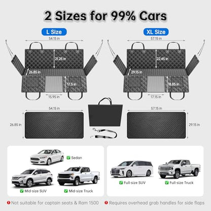 RYNVALE [2026 Upgraded] Hard Bottom Car Seat Cover for Dogs in Trucks