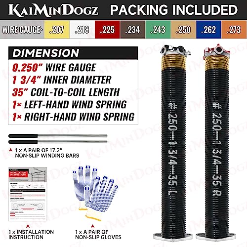 Pair of 1.75" Garage Door Torsion Springs Set with Non