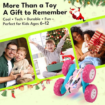 Pink Remote Control Cars RC Stunt Flip Car Crawler Toys Girls 6+