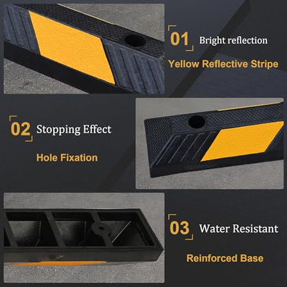 4 Pack 21" Rubber Parking Curbs (4 Count)
