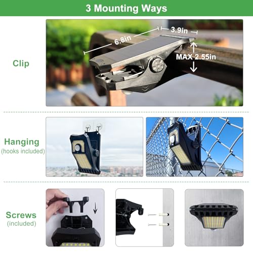 118Leds Solar Lights Outdoor Clip Motion Sensor Lights Security Light 3 Modes (2 Count)