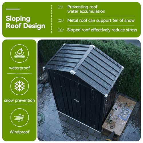 Vertical Outdoor Storage Cabinet 3.5’x2’ with Floor & Shelves Black