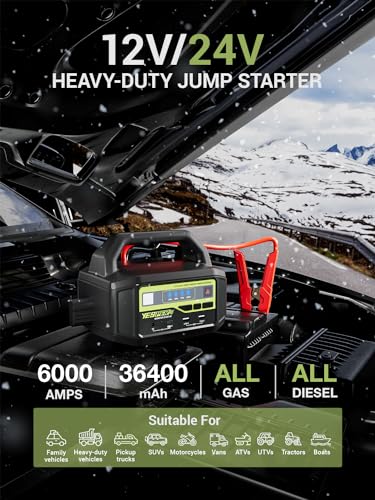 12V 24V Car Battery Jump Starter 6000A Heavy Duty Truck Jump Box