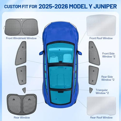 10PCS Sunshade Roof & Full Windshield Side Window for Tesla Model Y Juniper