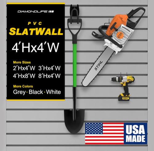 Heavy Duty 4'H X 4'W PVC Garage SlatWall Storage System
