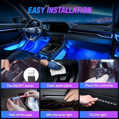 4PCS Car USB Interior Lights RGB Remote Control