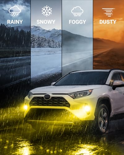 H11/H16/H8 Yellow LED Fog Light Bulb, 18000LM Ultra Bright Yellow Fog Lights, IP68 Waterproof Injection Sealed,Long Lifespan 80000 Hours, 1:1 Mini Size Easy Install, Pack of 2