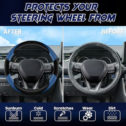 Soft Leather Steering Wheel Cover with Breathable Design and Anti