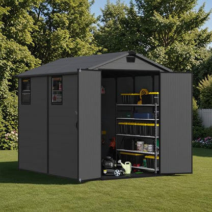 6X8 FT Plastic Outdoor Storage Shed with Floor