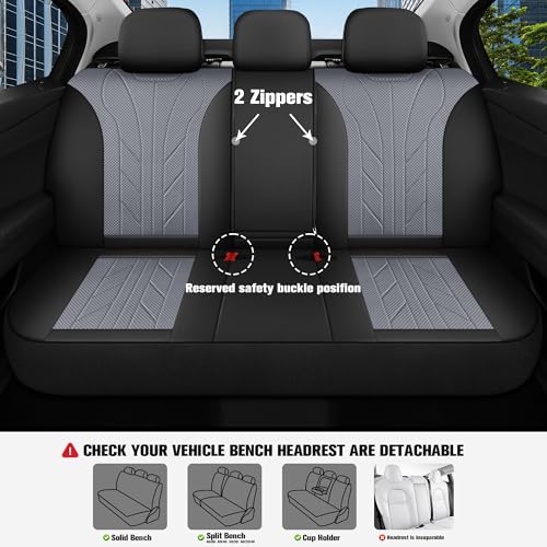 Luxury Faux Leather&Fabric Car Seat Covers Full Set with Breathable 3D Foam Back Support (5 Count)