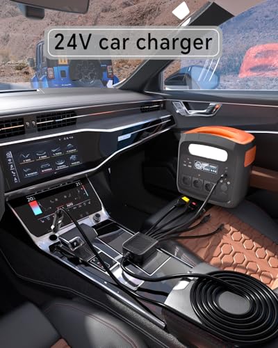 Car Charging Cable Compatible with Jackery Anker EcoFlow 16AWG Car Cigarette Lighter Charger to 6 in 1 Cable Cigarette Lighter Charging for Portable Power Station (6 Foot)
