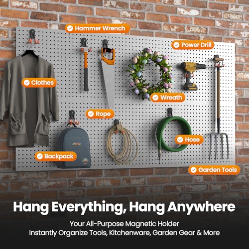 8 Pack Large Heavy Duty Magnetic Hook Extra Strong Magnetic Garage Hooks Big NdFeB Industrial Magnet Hooks Magnetic Utility Storage Holder Organization with Anti (8 Count)