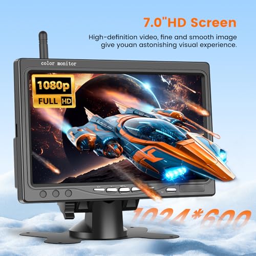 Wireless 1080P Car Rear View Camera Kit 7 Inch Monitor Screen 12