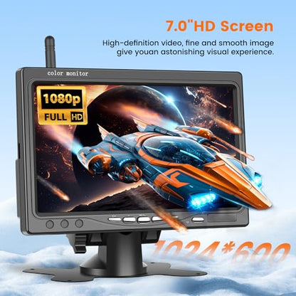 Wireless 1080P Car Rear View Camera Kit 7 Inch Monitor Screen 12