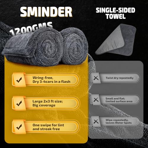 2 Pack 1200 GSM Car Drying Towels