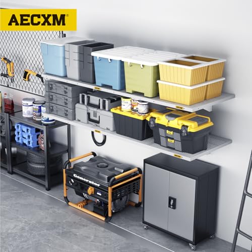 4 pack 2x3ft Adjustable Garage Wall Shelving 1120lbs Load Capacity Heavy Duty Wall Mounted Storage Shelf Metal Floating Shelves for Garage (4 Count)