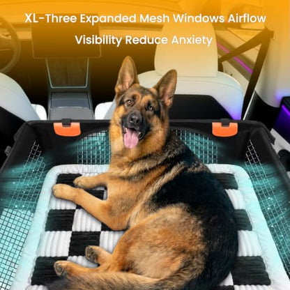 XL Checkered Large Dog Car Seat Cover with Dog Bed Mat for Back Seat Half