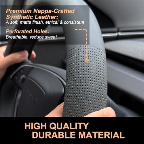 Nappa Leather Steering Wheel Cover for Tesla Model Y