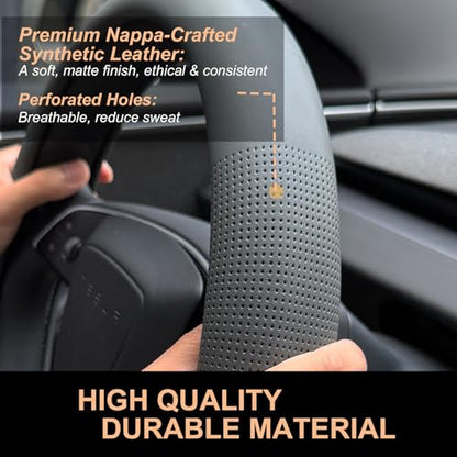 Nappa Leather Steering Wheel Cover for Tesla Model Y
