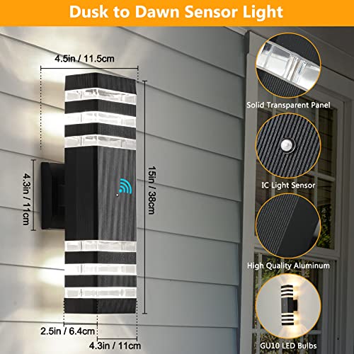 4 Pack Dusk to Dawn Outdoor Light Fixture Modern Black Exterior Wall Lights (4 Count)