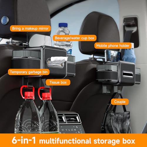 6-in-1 Car Headrest Backseat Organizer, Back Seat Car Organizer and Storage