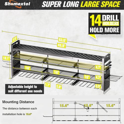 49.8" Power Tool Organizer Wall Mount