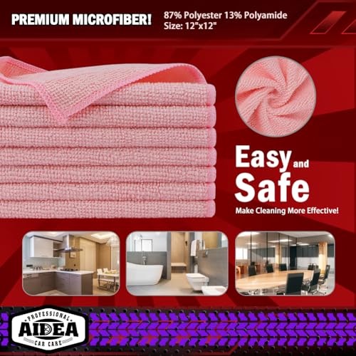 Microfiber Cleaning Cloth Pink 20PK (20 Count)