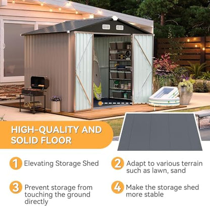 7.3'x5.3' Outdoor Storage Shed with Floor & Shed Light Brown