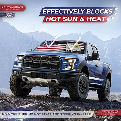 1 Piece Windshield Sun Shade New American Eagle Flag USA Patriotic Design