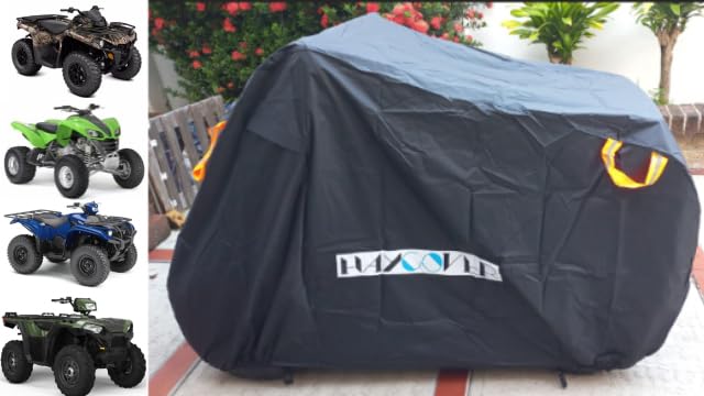 ATV Cover Waterproof for Polaris Sportsman Yamaha Grizzly Honda FourTrax Kawasaki KFX Wheel Car with Air Vents Reflective Strips and Buckle Straps Length up to 83 inches