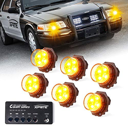 Amber LED Hideaway Strobe Lights Kit (6 Count)