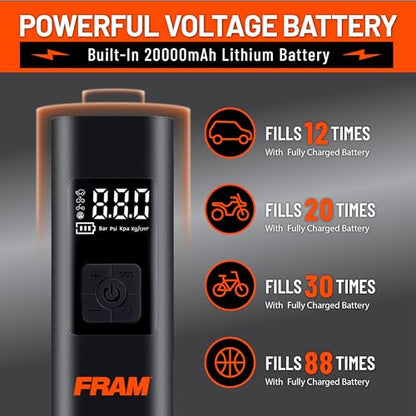 FEK40002 Portable Emergency Tire Inflator with 6000mAh Battery and 12V