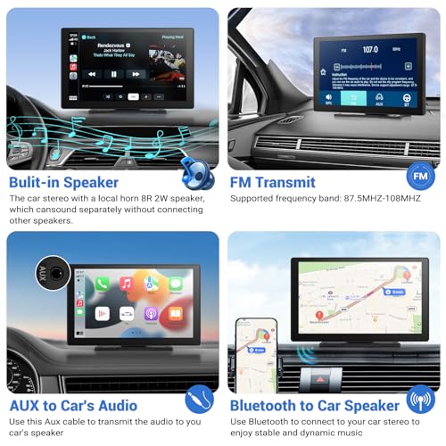 9" Wireless Apple Carplay Screen for Car & Android Auto with Backup Camera