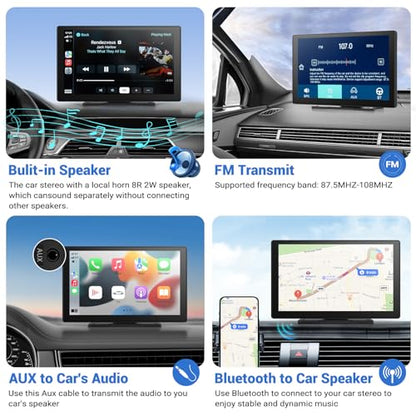 9" Wireless Apple Carplay Screen for Car & Android Auto with Backup Camera