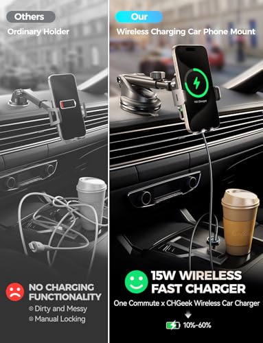 Wireless Car Charger with Phone Holder Mount