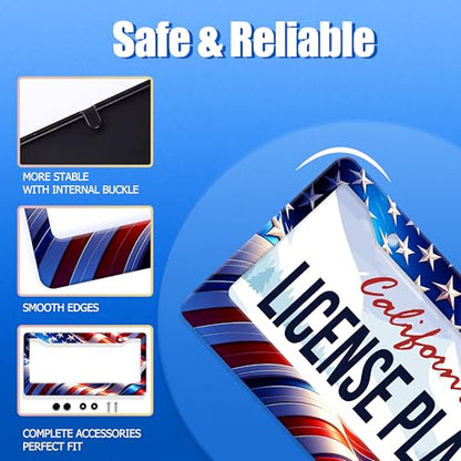 Patriotic American License Plate Frame Stainless Steel Car Accessory 6x12