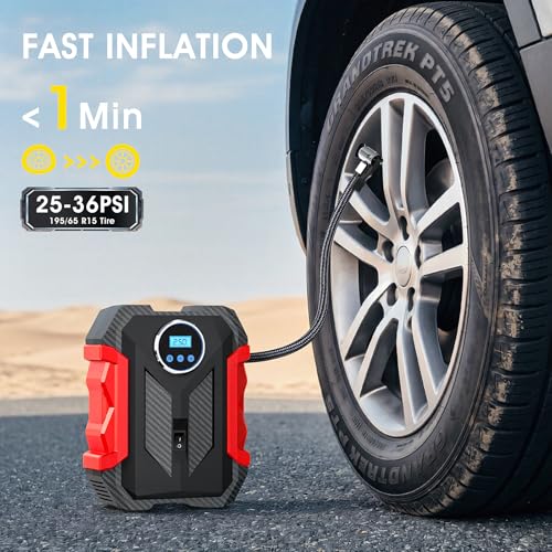 Digital Air Compressor for Car Auto Pump Portable Tire Inflator with LED Light DC 12V