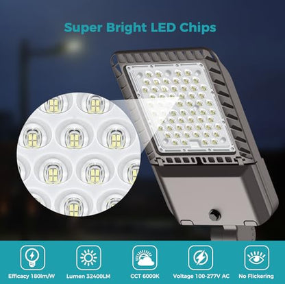 180W Parking Lot Light 32400LM LED Street Lights Outdoor 3Pack