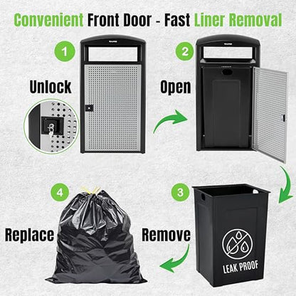 Outdoor Commercial Trash Can with Lid