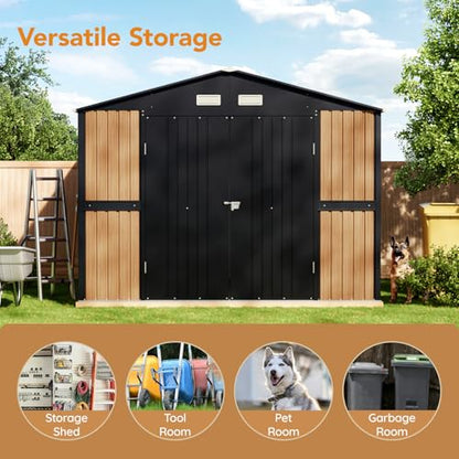 10X12 FT Outdoor Steel Storage Shed with Frame Floor