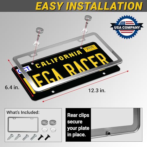 Premium Slim Mirror Chrome License Plate Frame